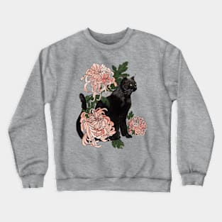 Eutierria (Cat with Chrysanthemums) Crewneck Sweatshirt